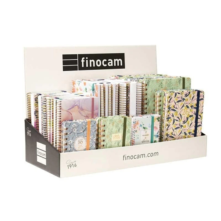 Finocam Trendy Expositor con 45 Agendas de Espiral Surtidas - Anual 2026 - Color Surtidos 1