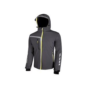 Upower Quick Chaqueta Soft Shell - Talla S - Tejido Elastico Cortavientos, Transpirable y Repelente al Agua, Bolsillo con Cierre Impermeable, Capucha 