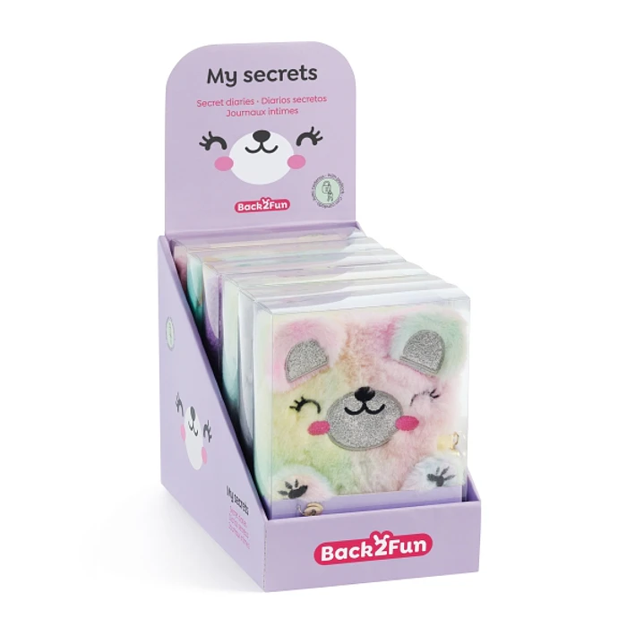 Miquel Rius Back2Fun Expositor con 9 Diarios Secretos Peluches Animales - 3 de cada Modelo Oso, Koala y Gato - Cierre con Llave 1
