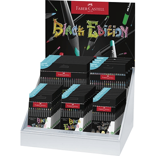 Faber-Castell Black Edition Expositor con 44 Estuches Surtidos de Lapices de Colores - Mina Supersuave - Madera Negra - Ideales para Dibujo sobre Pape