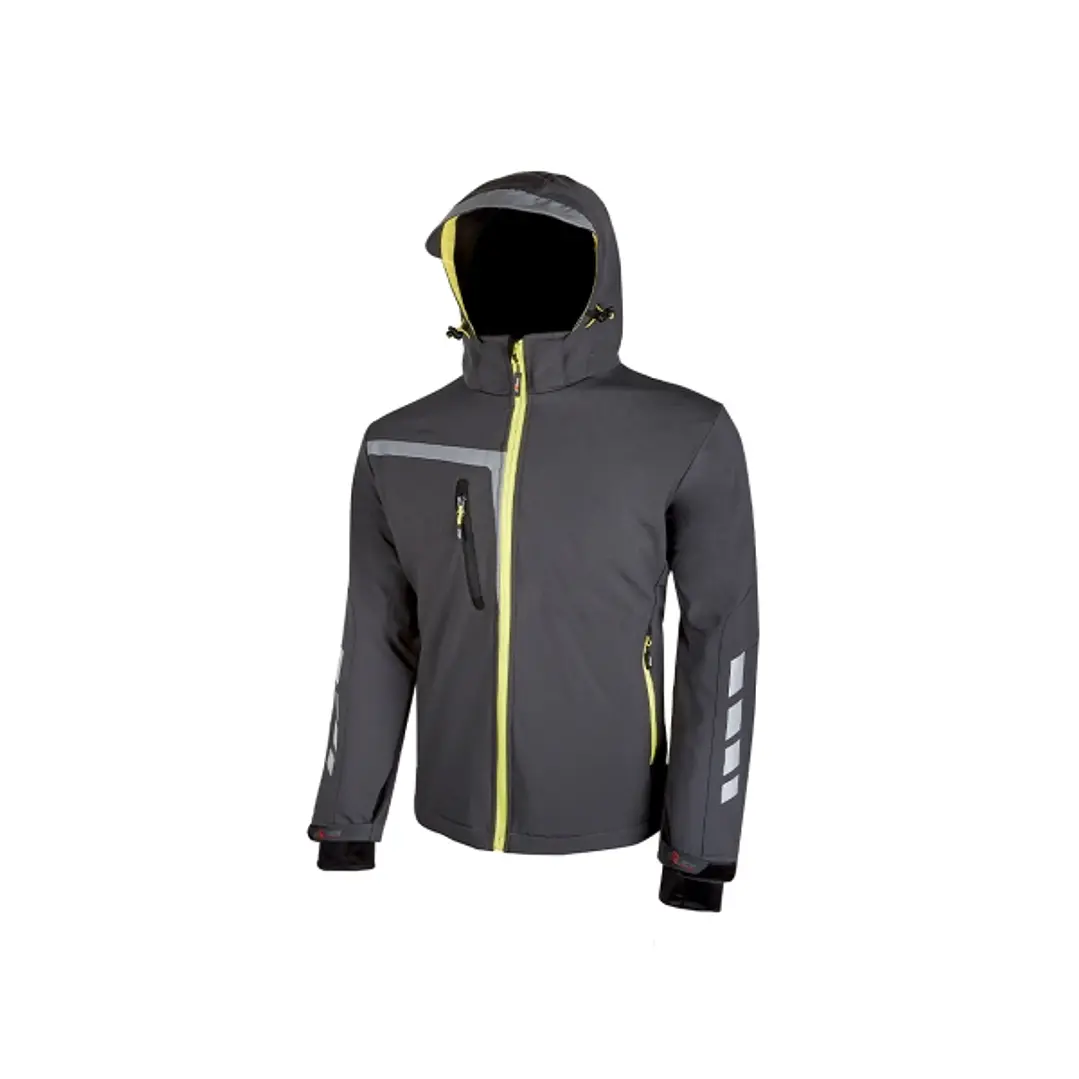 Upower Quick Chaqueta Soft Shell - Talla 2XL - Tejido Elastico Cortavientos y Repelente al Agua, Bolsillo Pecho con Cierre Impermeable, Capucha Ajusta 1