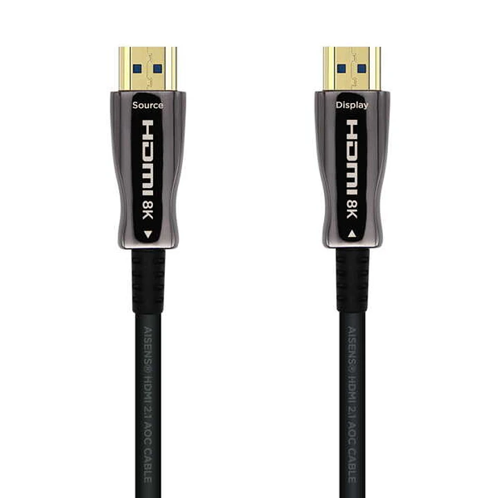 Aisens Cable HDMI V2.1 AOC (Active Optical Cable) Fibra Optica Ultra Alta Velocidad UHS 8K@60Hz 4K@120Hz 4:4:4 48Gbps - A/M-A/M - 40m - Color Negro 1