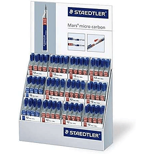 Staedtler Mars Micro Carbon 250 Expositor de 144 Tubos de Minas - Extraordinaria Elasticidad - Graduaciones Surtidas
