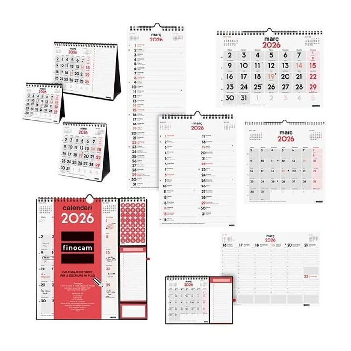 Finocam Pack de 70 Calendarios Neutros Surtidos en Catalan - Anual 2026 - Color Surtidos 1