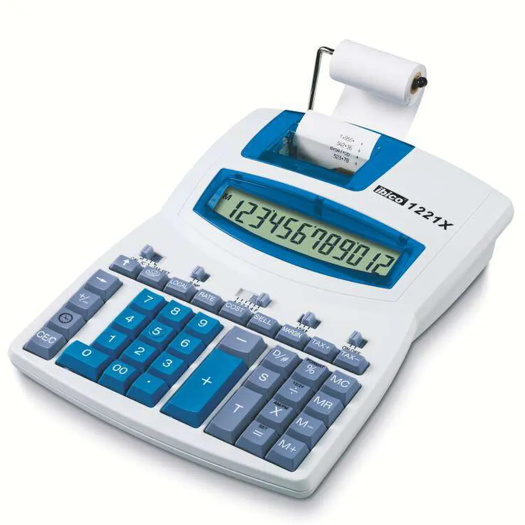Ibico 1221x Calculadora Semi-Profesional Pantalla LCD 12 Digitos - Impresion a 2 Colores - Velocidad de Impresion 2.4 Lineas por Segundo - Teclado Pro 1