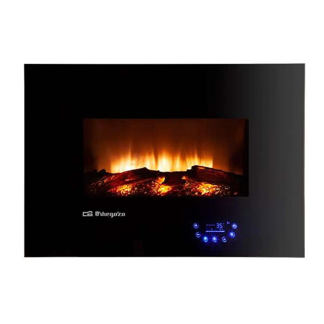 Orbegozo 8000 Chimenea Electrica Efecto Fuego Real - Potencia 1800W - Panel de Control Tactil - 5 Niveles de Intensidad de Llama - Programacion Semana 1