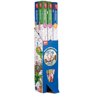 Apli Expositor de Posteres Gigantes para Pintar - Tamaño 180x96.5 mm - 6 Rollos con 2 Modelos: Mundo Marino y Bosque Magico - Ideal para Jugar en Grup