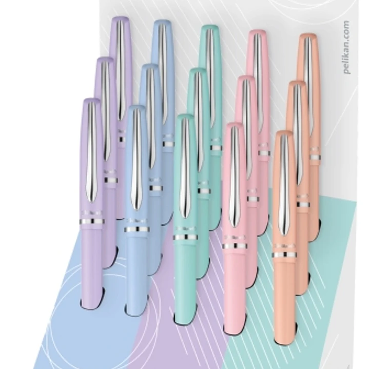 Pelikan Jazz Pastel Expositor con 15 Boligrafos con Mecanismo de Giro - Punta Media - Cuerpo Lacado - Recargable - Color Pastel Surtidos 1