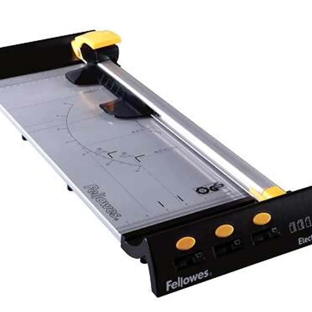 Fellowes Electron A3 Cizalla de Corte para Soportes hasta A3 - Capacidad de Corte 10 Hojas - Mecanismo de Corte Seguro - Base Metalica con Guias Graba 1