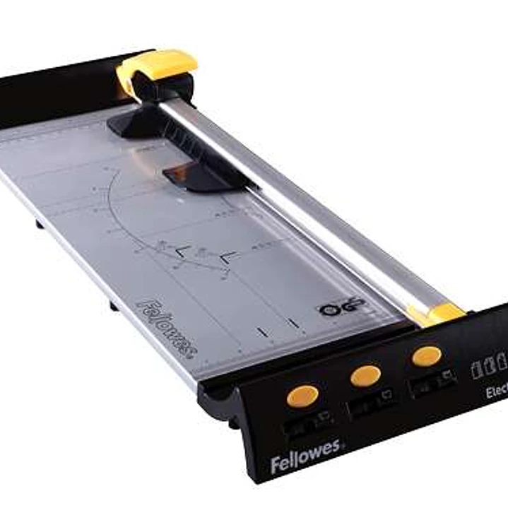 Fellowes Electron A3 Cizalla de Corte para Soportes hasta A3 - Capacidad de Corte 10 Hojas - Mecanismo de Corte Seguro - Base Metalica con Guias Graba 1