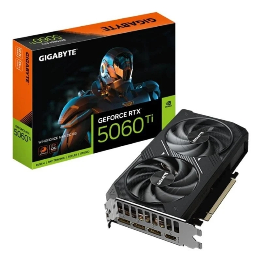 Gigabyte GeForce RTX 5060 TI Tarjeta Grafica WINDFORCE MAX OC 8GB GDDR7-3x DP, HDMI 1
