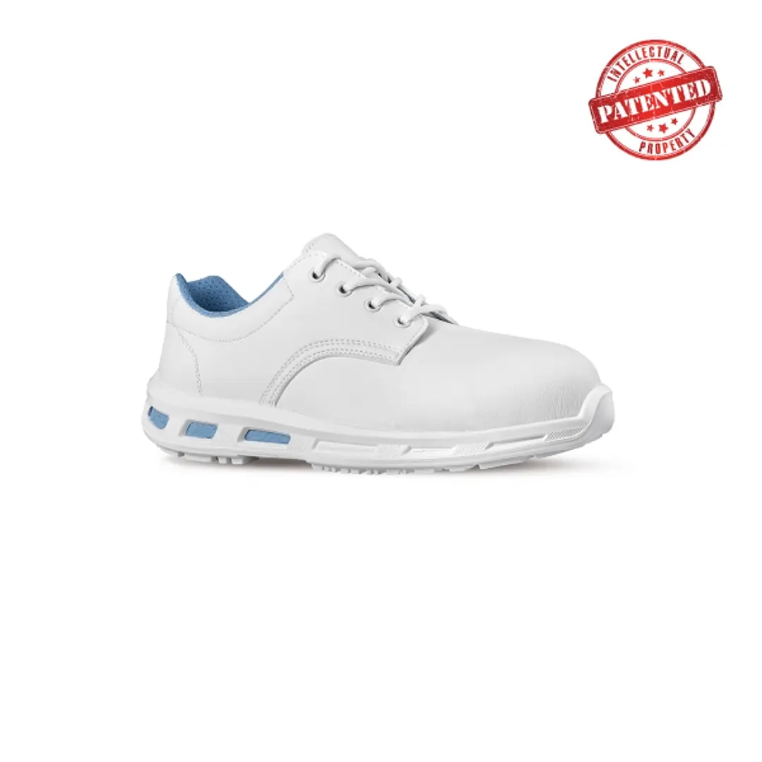 Upower Zelda O Calzado de Seguridad Bajos - Talla 44 - Puntal de Composite, Suela Antideslizante PU/PU, Proteccion S2 FO SR - Color Blanco 1