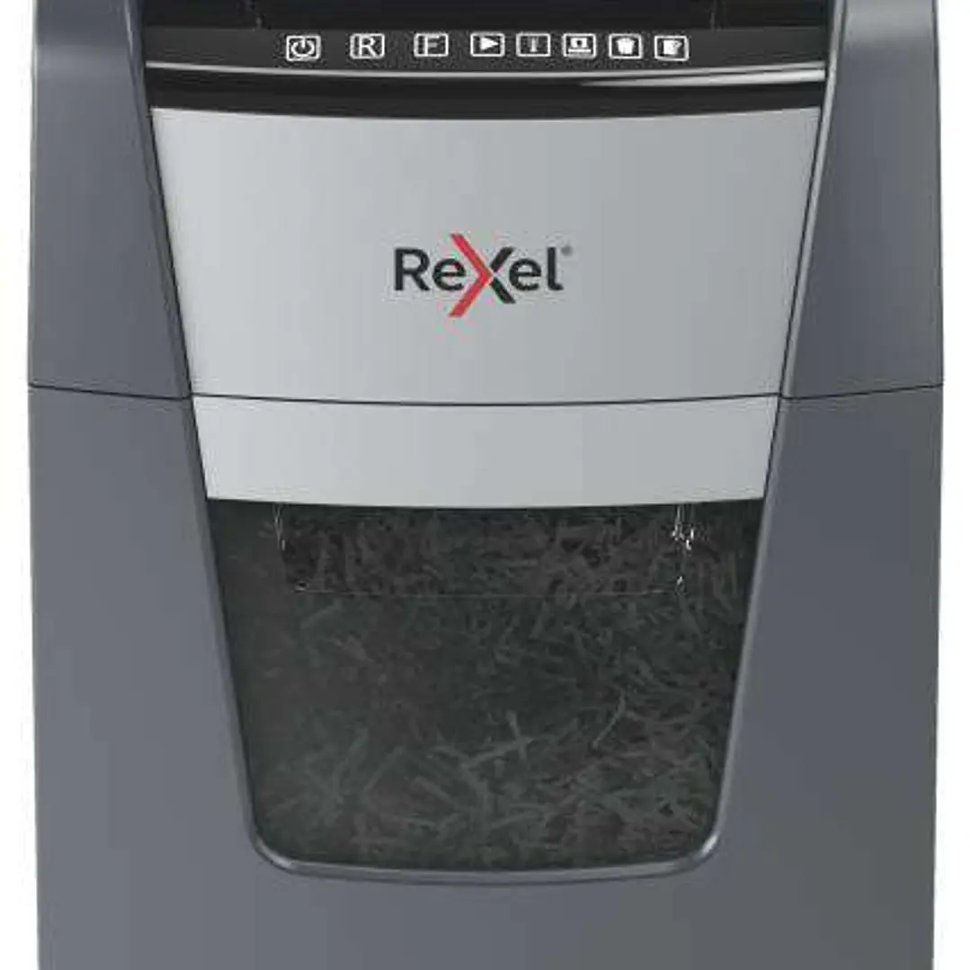 Rexel Optimum Autofeed 150X Destructora Automatica de Corte en Particulas P-4 - Autolimentacion de 150 Hojas, Manual de 8 Hojas - Papelera de 44L - Te 1