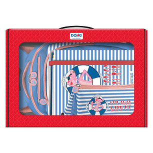 Dohe Pack Mochila, Carpeta y Portatodo Pink Panther - Maletin Regalo 365x515x105mm - Carpeta A4 Recambio, Mochila 3 Compartimentos Grande - Portatodo 