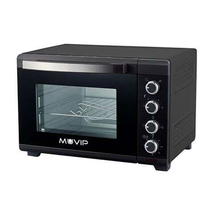 Muvip Horno 2000W 48L - Regulador de Temperatura 100º-230º - Exterior de Acero con Revestimiento - Selector de Tiempo - Puerta de Cristal Templado 1