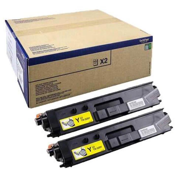 Brother TN329 Amarillo Pack de 2 Cartuchos de Toner Originales - TN329YTWIN 1