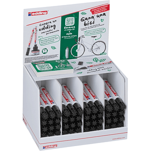 Edding 3000 Expositor con 48 Rotuladores Permanentes - Punta Redonda de 1.5mm - Trazo entre 1.5 y 3mm - Recargable - Secado Rapido - Color Negro
