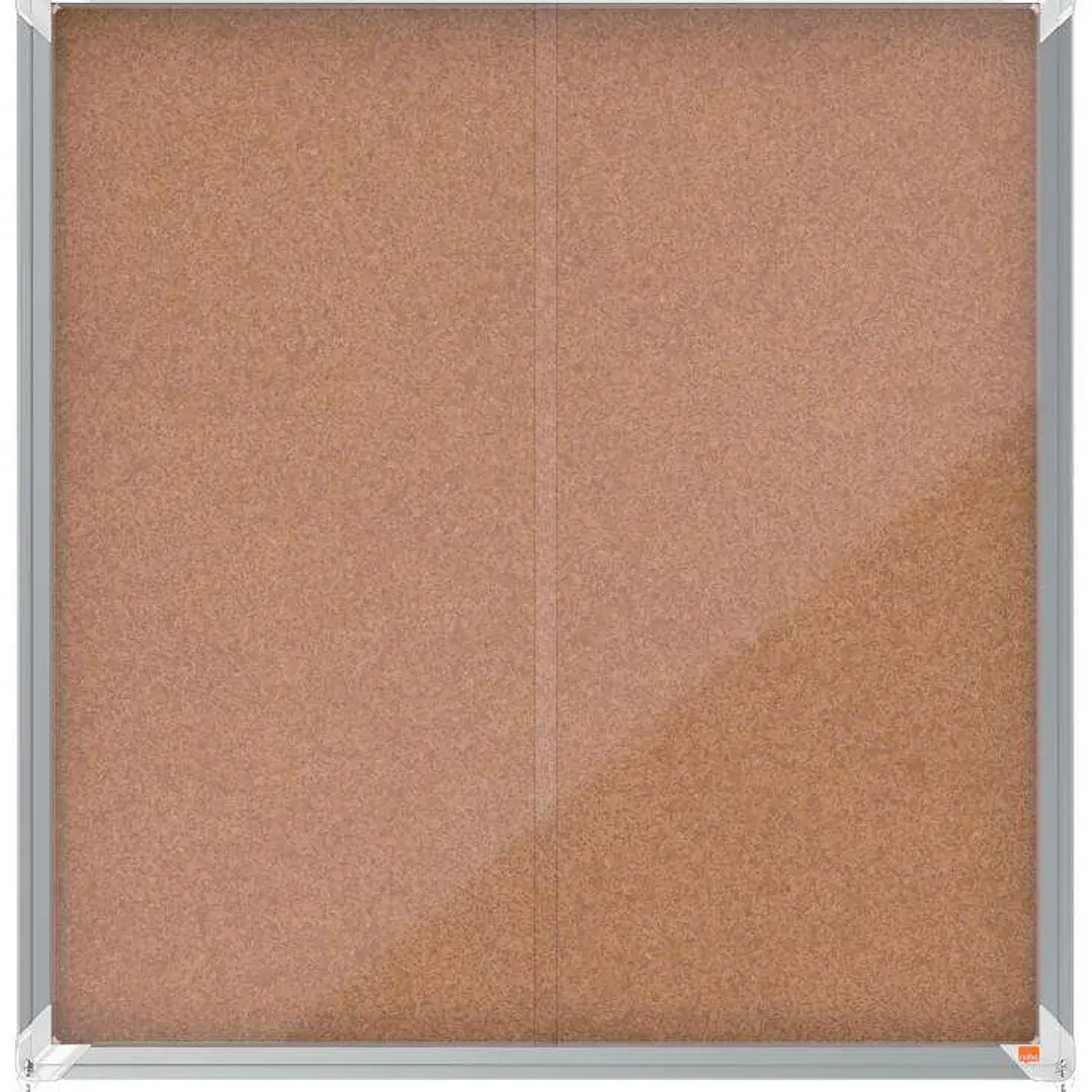 Nobo Vitrina Interior para 12 Hojas A4 con Superficie de Corcho y Puerta Deslizante - 997x972x54mm - Tablero de Corcho, Cristal de Seguridad, Marco de 1