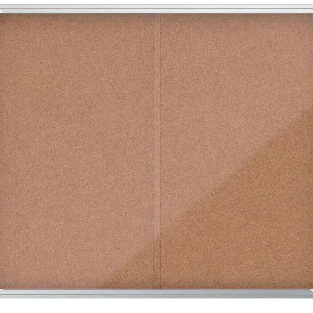 Nobo Premium Plus Vitrina de Puerta Corredera con Fondo de Corcho 15xA4 - Cerradura de Esquina Integrada - Superficie Autorreparable - Natural 1