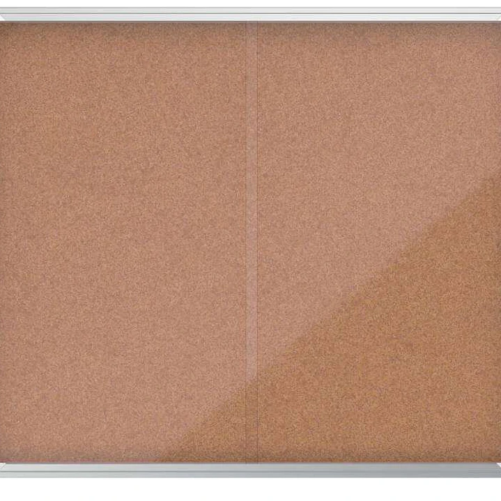 Nobo Premium Plus Vitrina de Puerta Corredera con Fondo de Corcho 15xA4 - Cerradura de Esquina Integrada - Superficie Autorreparable - Natural 1