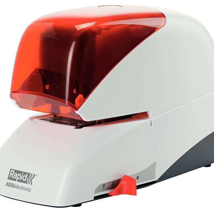 Rapid Grapadora Electrica Supreme R5050E - 50 Hojas - Carga de Cartucho - Duradera - Plata/Naranja 1