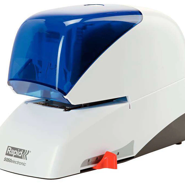 Rapid Grapadora Electrica Supreme R5050E - 50 Hojas - Carga de Cartucho - Duradera - Blanco/Azul 1
