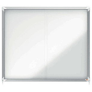 Nobo Premium Plus Vitrina Magnetica de Puerta Corredera 15xA4 - 1140x970mm - Superficie Magnetica - Blanco