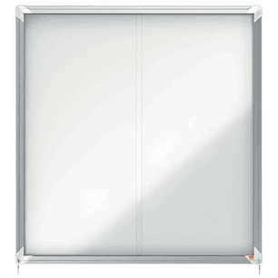 Nobo Vitrina Interior para 12 Hojas A4 con Superficie Magnetica y Puerta Deslizante - 997x972x54mm - Superficie Blanca Metalica y Magnetica de Borrado