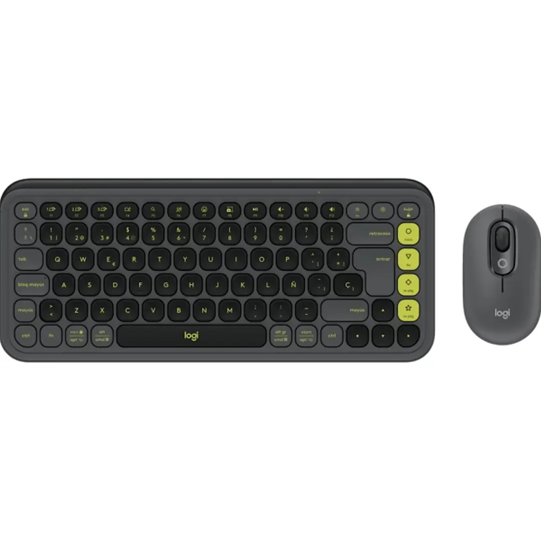 Logitech Pop Icon Combo Pack Inalambrico Teclado Multimedia + Raton - Bluetooth - Autonomia Teclado 36 Meses - Raton 24 Meses - Color Grafito y Verde 1