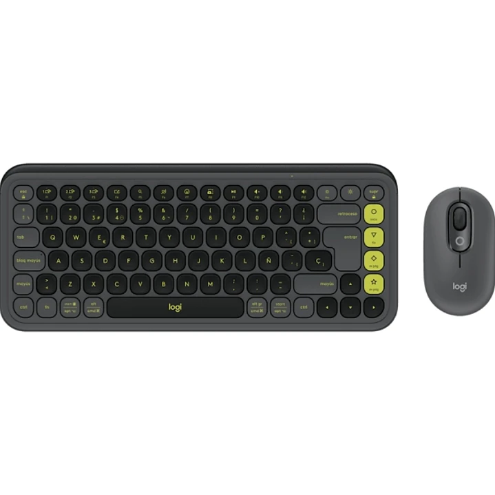 Logitech Pop Icon Combo Pack Inalambrico Teclado Multimedia + Raton - Bluetooth - Autonomia Teclado 36 Meses - Raton 24 Meses - Color Grafito y Verde 1