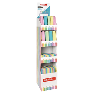 Safta Expositor con Portatodos - Carton Resistente - Cuatro Alturas - Modelos Variados de Portatodos - Presentacion Ordenada y Atractiva - 200x20x55mm