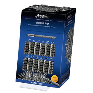 Staedtler Pigment Liner 308 Expositor con 60 Rotuladores Calibrados - Diversas Anchuras de Trazo - Secado Rapido - Color Negro