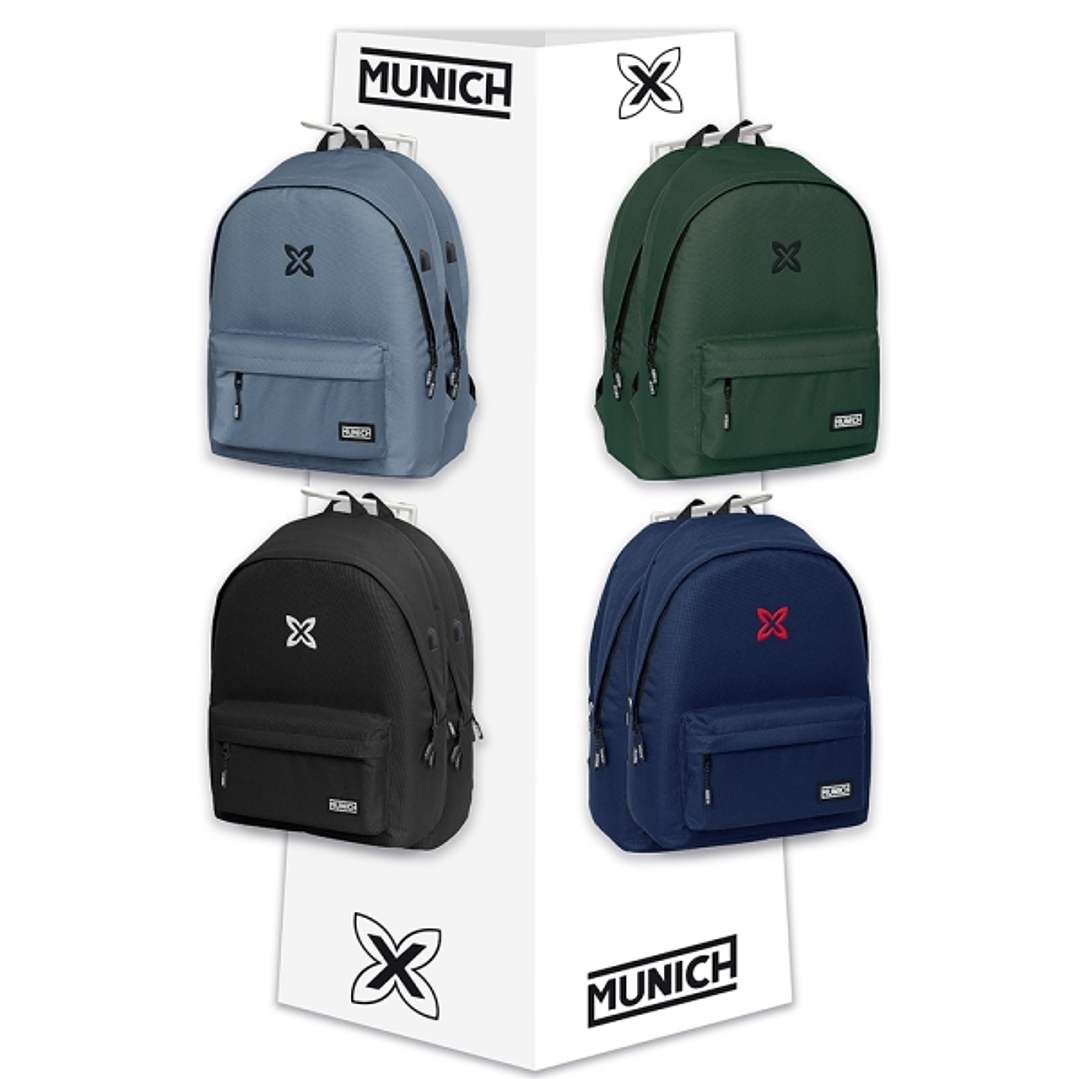 Safta Munich Basicos Expositor con 8 Ganchos para Mochilas - Carton Reciclado - Colores Surtidos 1