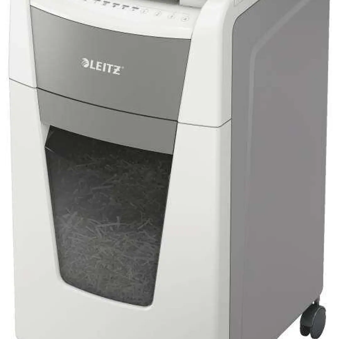Leitz IQ 300 Autofeed P5 Destructora de Papel Automatica Micro Corte P-5 - Autoalimentacion 300 Hojas, Manual 8 Hojas - Papelera de 60L - Color Blanco 1