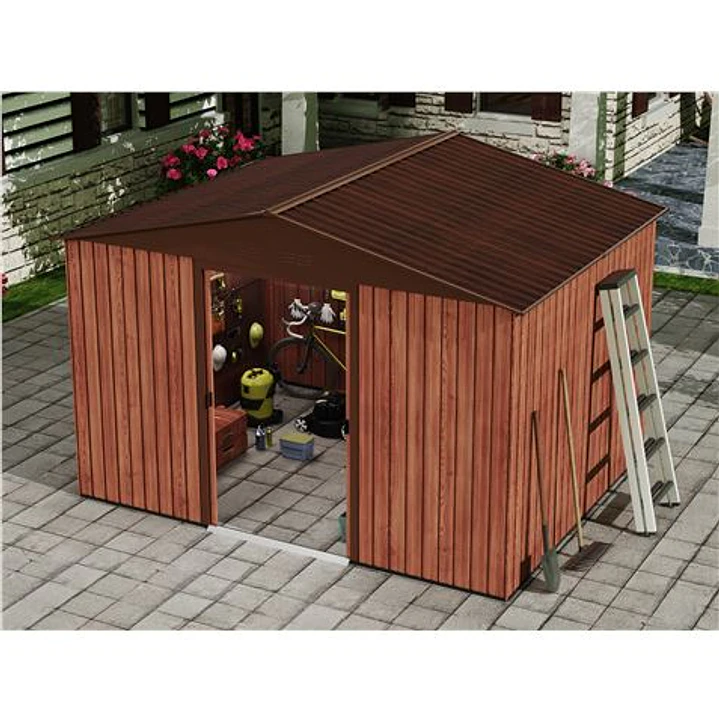 Sungarden Caseta de Metal - Puerta Corredera - 7.4M2 - Color Madera 1