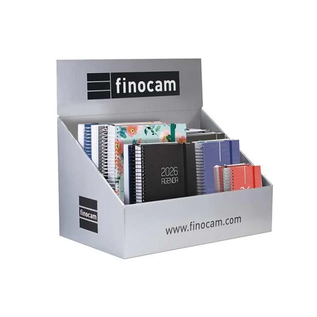 Finocam Expositor con 30 Agendas de Espiral Surtidas en Catalan - Anual 2026 - Color Surtidos 1