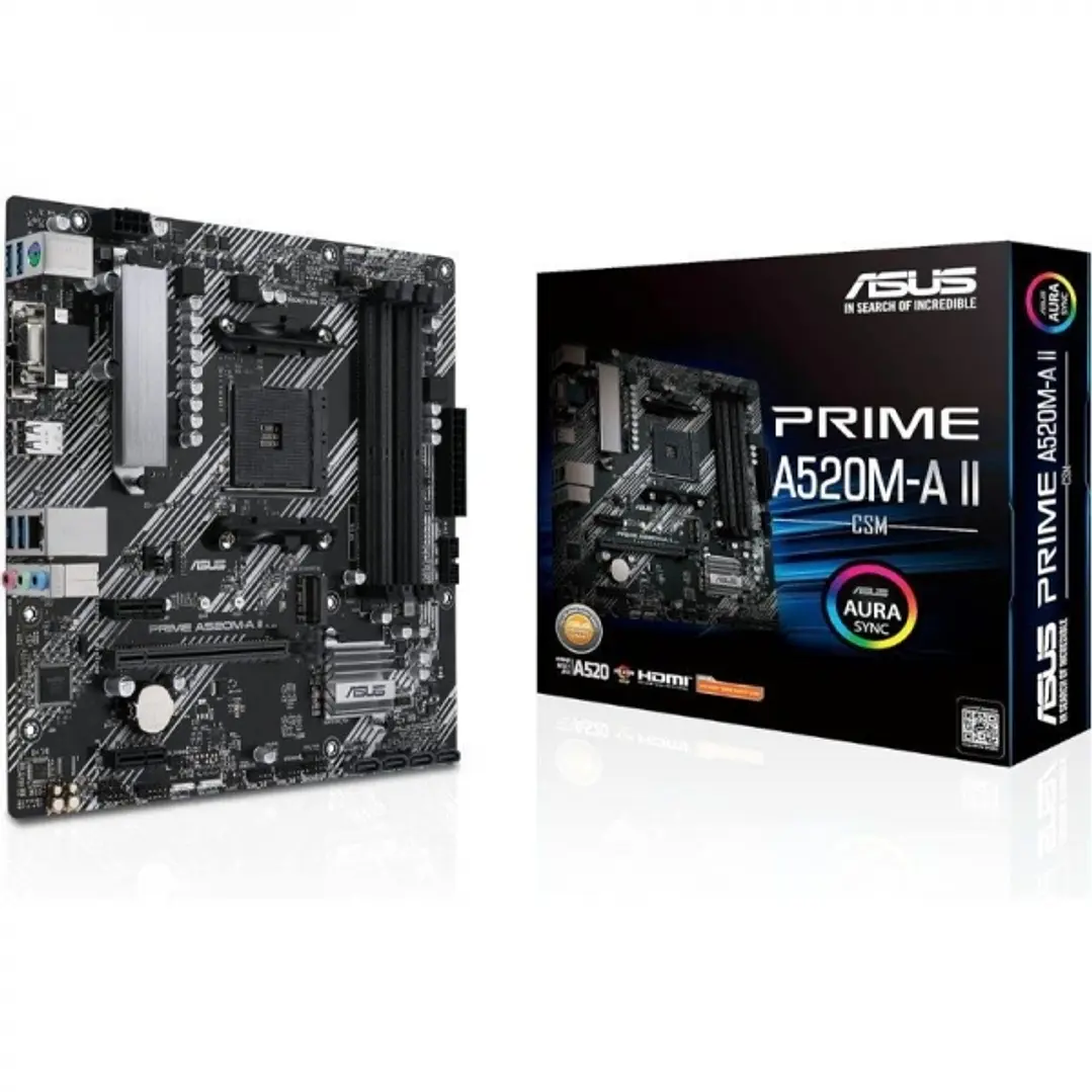 Asus Prime A520M-A II/CSM Placa Base AMD AM4 4x DDR4 - HDMI, M.2, PCI Express, 4x Sata III, USB 2.0, 3.2, RJ-45, VGA, MicroATX 1