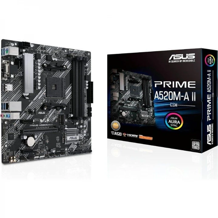 Asus Prime A520M-A II/CSM Placa Base AMD AM4 4x DDR4 - HDMI, M.2, PCI Express, 4x Sata III, USB 2.0, 3.2, RJ-45, VGA, MicroATX 1