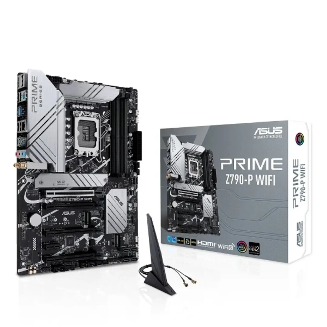 Asus Prime Z790-P WIFI Placa Base Intel 1700 - WiFi, HDMI, DisplayPort, PCIe 3.0, 4.0 y 5.0 M2, 4x Sata III, USB 2.0, 3.2, USB-C, RJ-45 1