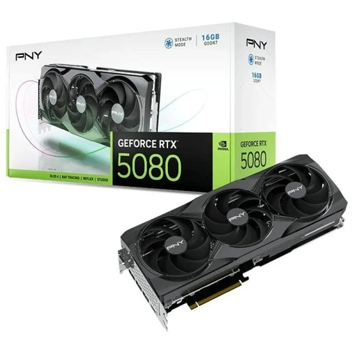 PNY GeForce RTX 5080 Tarjeta Grafica 16GB GDDR7 Triple Fan Reflex 2 AI NVIDIA DLSS4 1