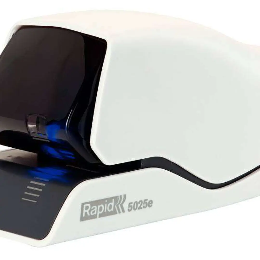 Rapid Grapadora Electrica Supreme 5025E - 25 Hojas - Carga de Cartucho - Diseño Excepcional - Blanco Grapa - Tecnologia de Grapado Plano - Cartucho In 1