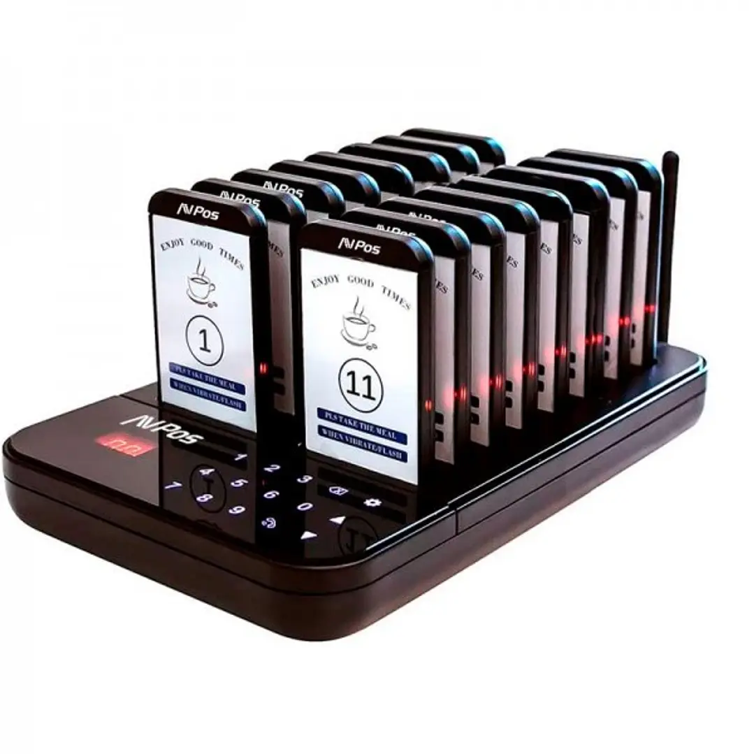 AVPos AVP-AC-T16 Avisador de Clientes - Base de Carga - 16 Unidades - 350/500m Alcance - 200 Mah - Color Negro 1