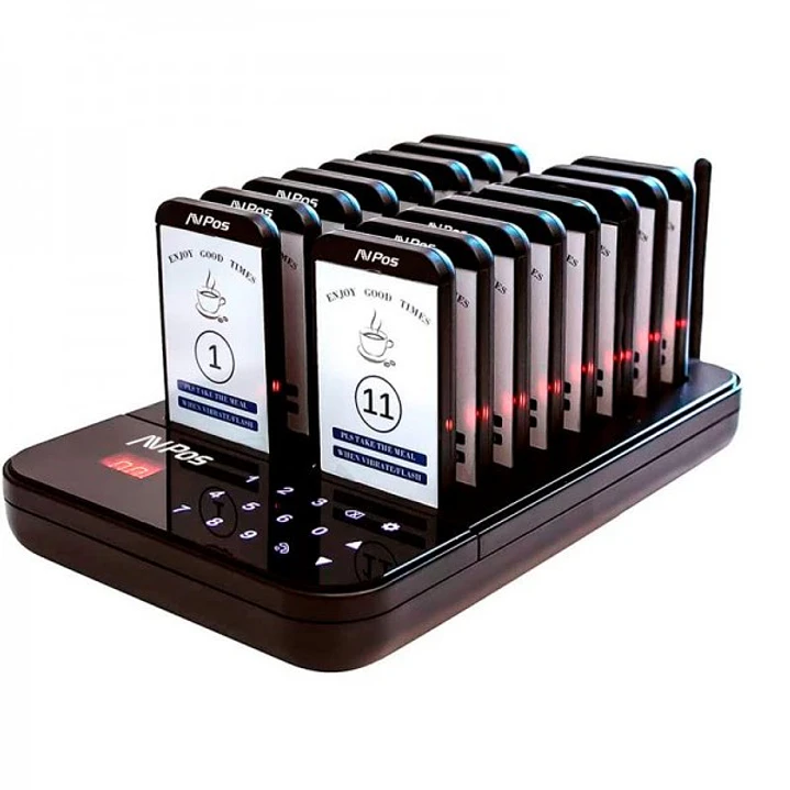 AVPos AVP-AC-T16 Avisador de Clientes - Base de Carga - 16 Unidades - 350/500m Alcance - 200 Mah - Color Negro 1