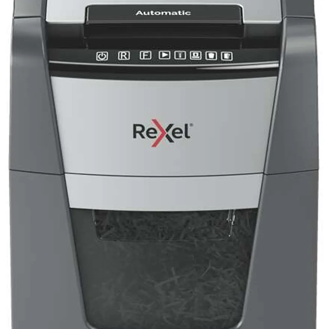 Rexel Optimum AutoFeed 100X Destructora Automatica de Corte en Particulas P-4 - Alimentacion Automatica 100 Hojas y Manual 8 Hojas - Capacidad de la P 1