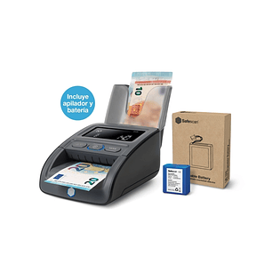 Safescan 155-S Pack de Detector Automatico de Billetes Falsos - Bateria y Apilador Incluidos - Verifica, Cuenta y Apila