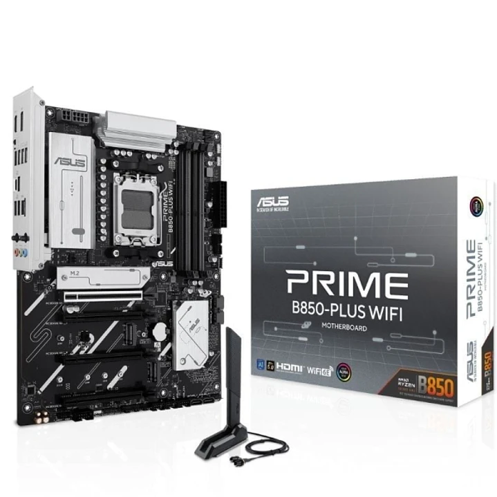 Asus Prime B850 PLUS WIFI Placa Base AM5 -WiFi, Bluetooth, 4x DDR5, 3x M2, 4x Sata III, PCIe 3.0, 4.0, 5.0,USB 2.0, 3.2, USB-C, RJ-45, HDMI, DisplayPo 1