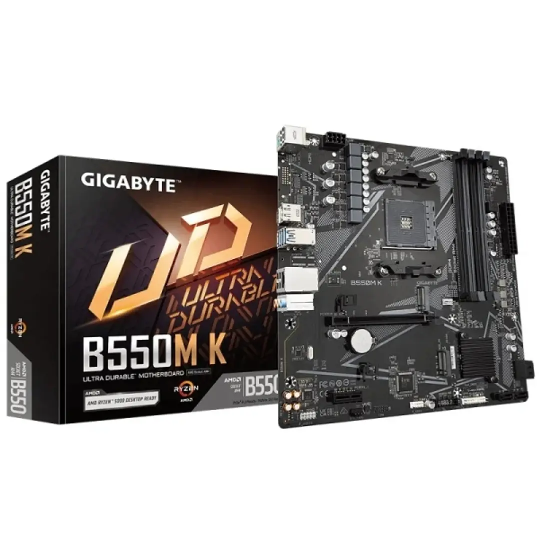 Gigabyte B550M K Placa Base AMD AM4 4xDDR4 - M.2, SATA, PCIe4.0 - HDMI, DisplayPort, RJ-45, USB 3.2 - MicroATX 1