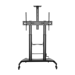 Aisens Soporte de Suelo ECO con Ruedas y Manivela - Bandeja para DVD y Soporte de Camara para Monitor/TV - Hasta 100Kg - De 60 a 100 Pulgadas - Color 