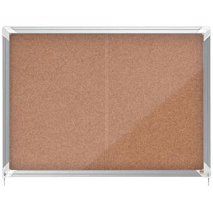 Nobo Premium Plus Vitrina de Puerta Corredera con Fondo de Corcho 8xA4 Hojas - Tamaño 925x668mm - Superficie Autorreparable - Color Natural