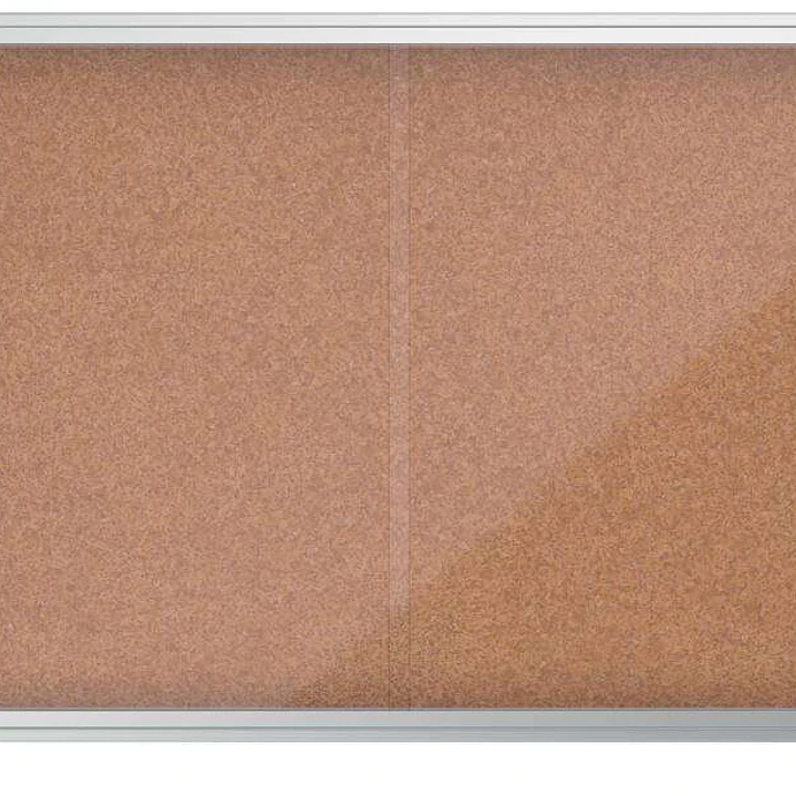 Nobo Premium Plus Vitrina de Puerta Corredera con Fondo de Corcho 8xA4 Hojas - Tamaño 925x668mm - Superficie Autorreparable - Color Natural 1